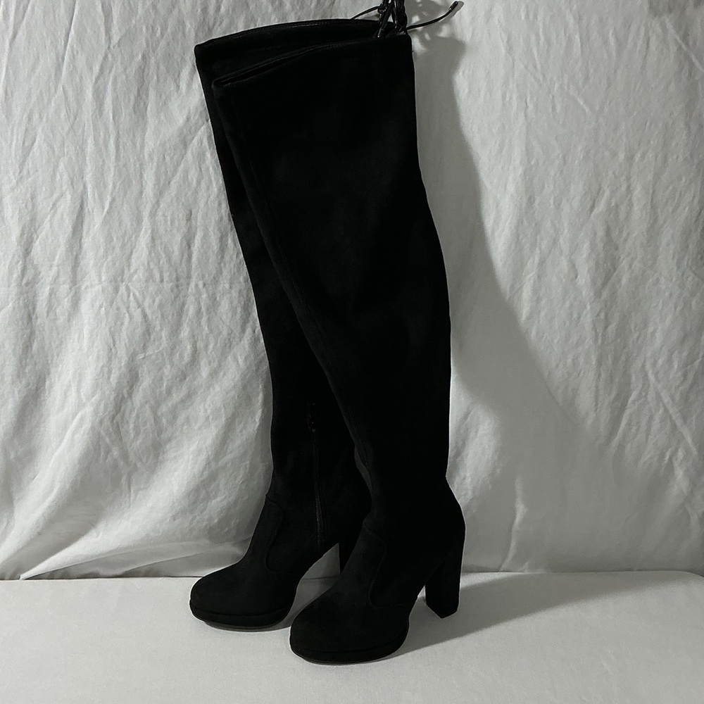 Gianni Bini Black Over-the-Knee Block Heel Boots
